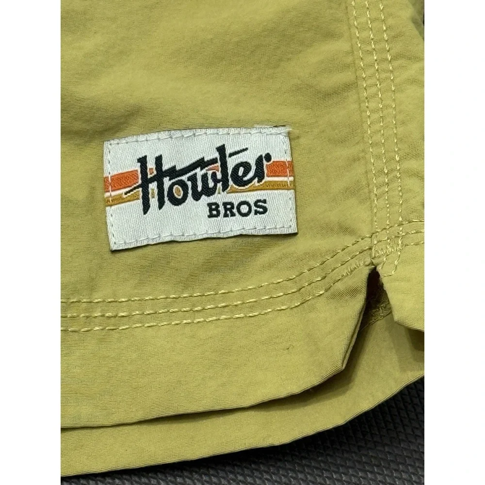 Howler Brothers Salado Shorts Mens Mustard Yellow Nylon Quick Dry Large